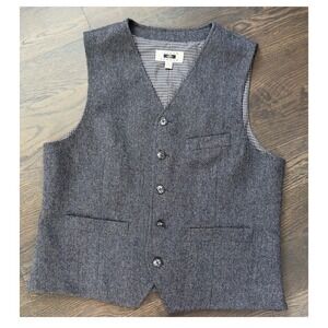 Joseph Abboud Mens Vest Gray Herringbone Wool Blend Dressy Layering Large